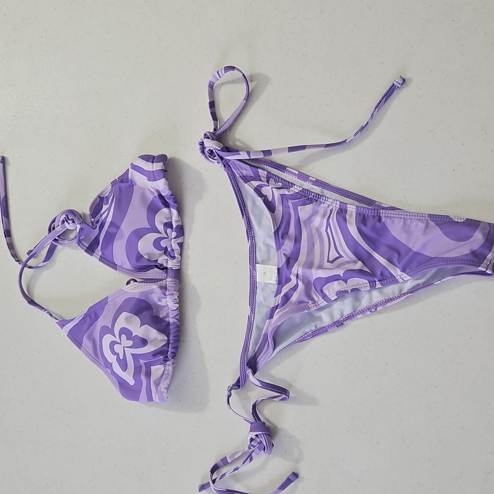 Purple Patterned Bikini Set